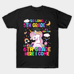 So Long 5th Grade Graduation Class 2024 Unicorn Girls T-Shirt